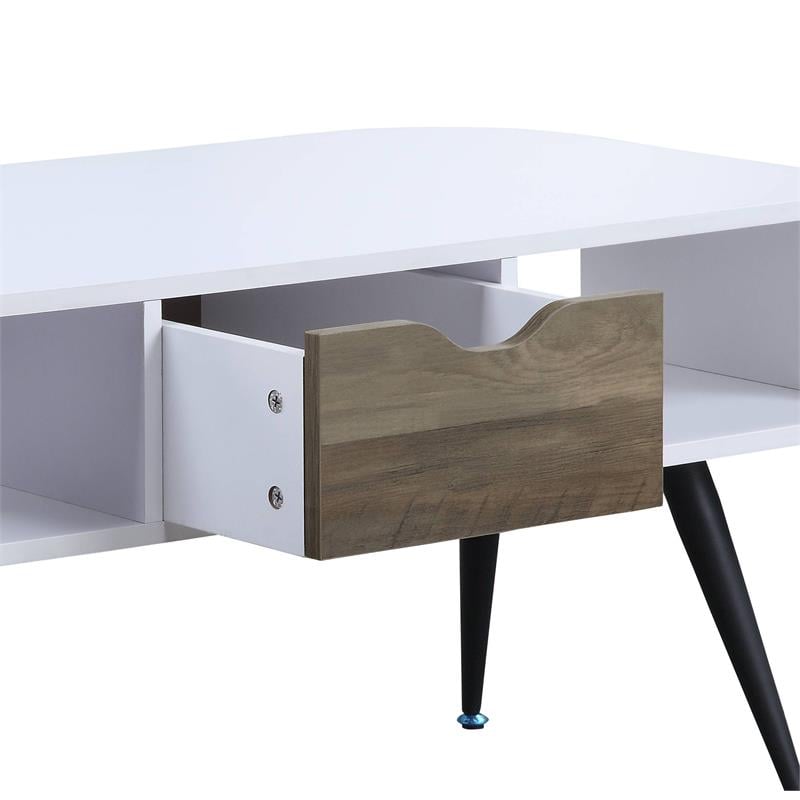 ACME Halima Wooden Coffee Table with Storage in White and Black
