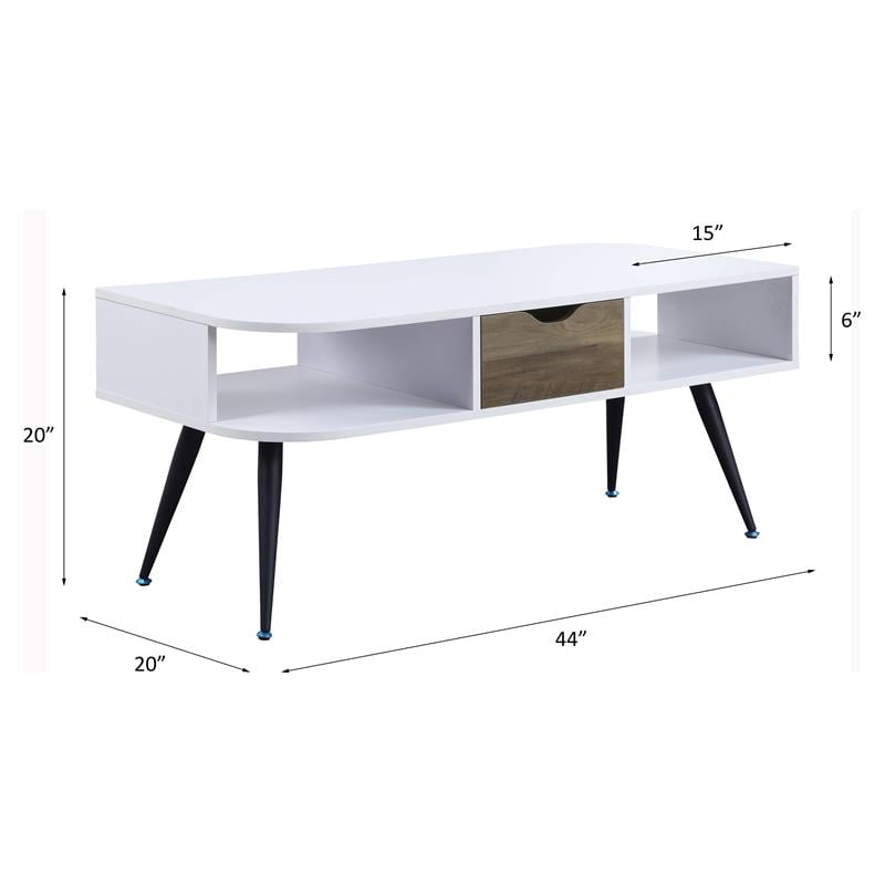 ACME Halima Wooden Coffee Table with Storage in White and Black