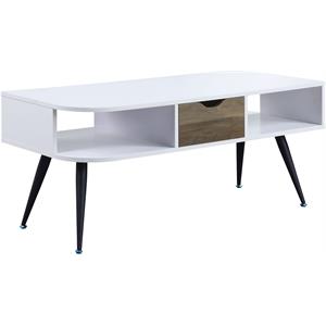 acme halima wooden coffee table with storage in white and black