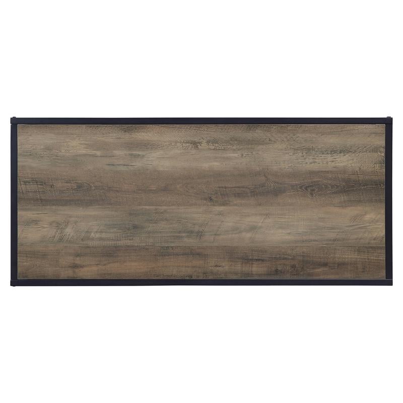 ACME Idella Wooden Coffee Table with 1 Tier Shelf in Rustic Oak and Black