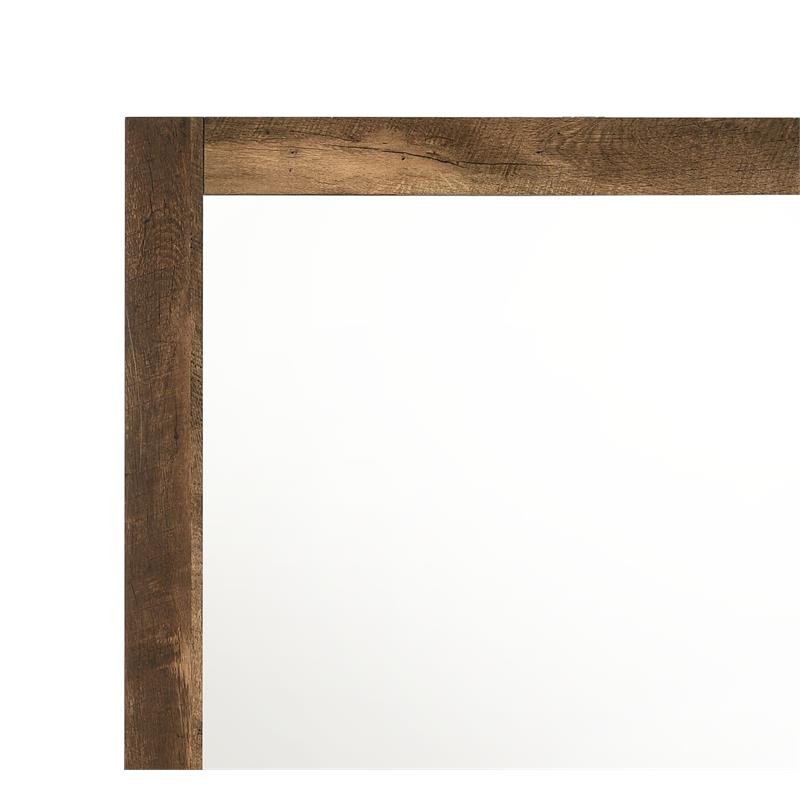 ACME Morales Square Dresser Mirror with Wooden Frame in Rustic Oak