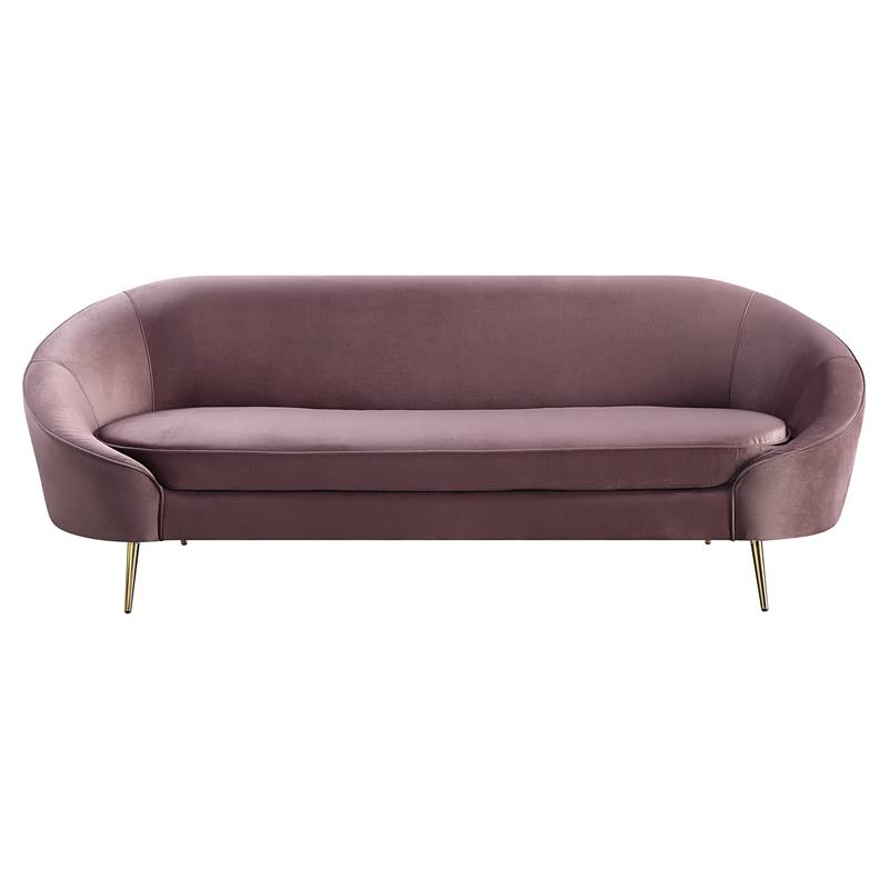 ACME Abey Velvet Upholstery Sofa with Tight Back and Seat Cushion in Pink