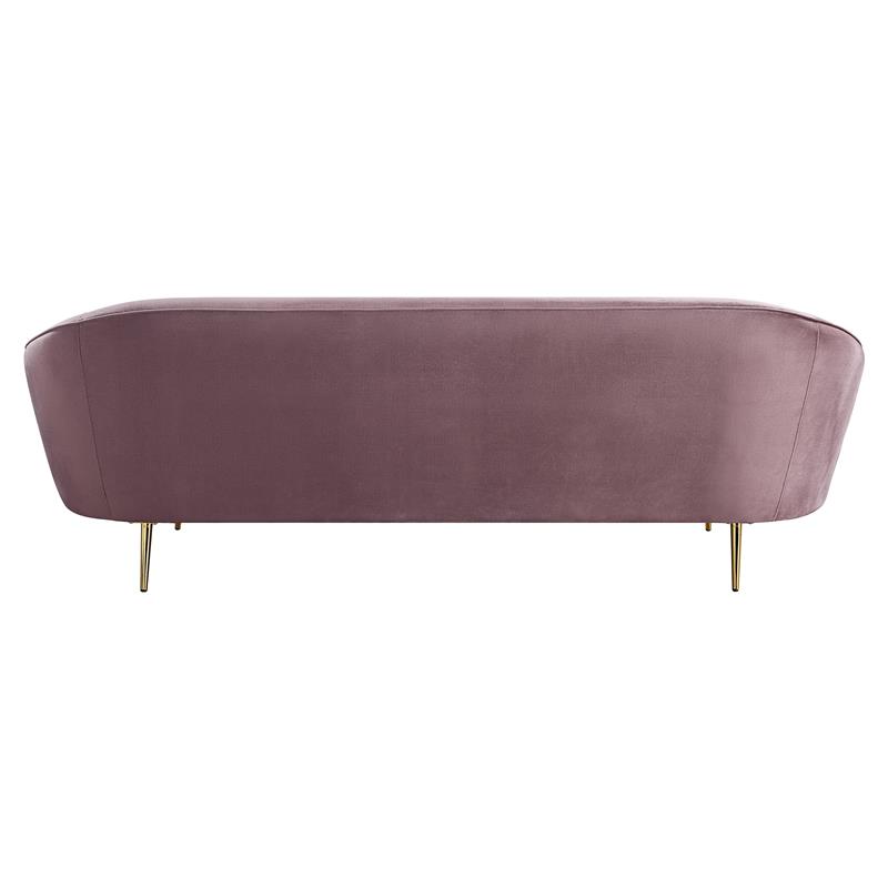 ACME Abey Velvet Upholstery Sofa with Tight Back and Seat Cushion in Pink