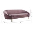 ACME Abey Velvet Upholstery Sofa with Tight Back and Seat Cushion in Pink