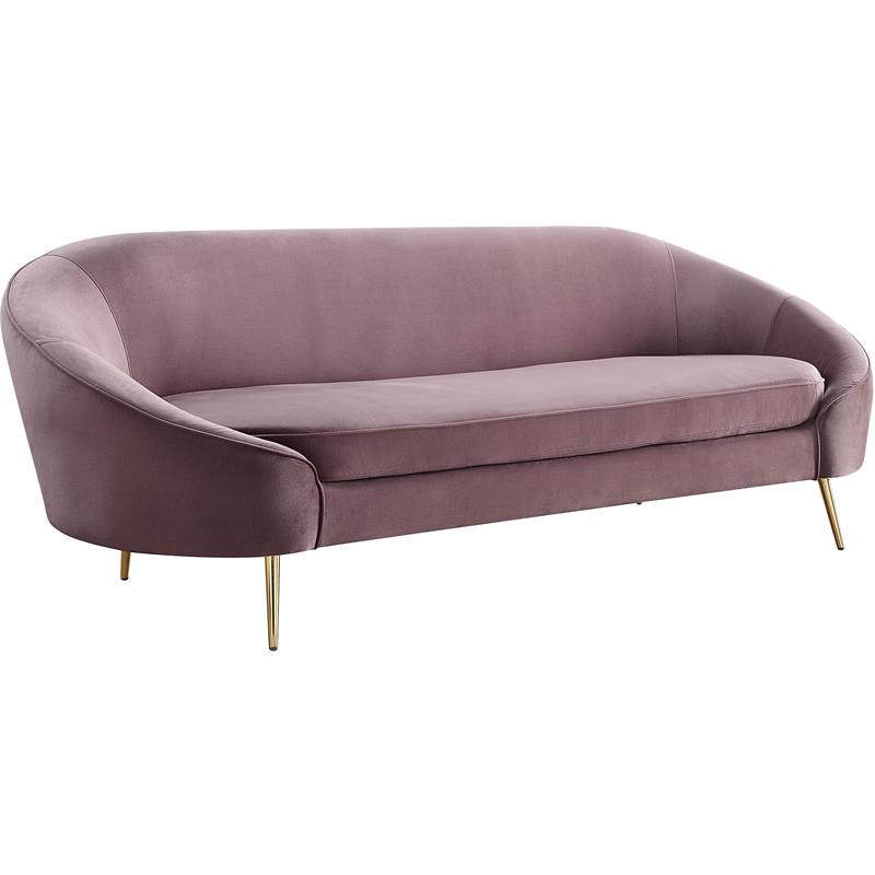 ACME Abey Velvet Upholstery Sofa with Tight Back and Seat Cushion in Pink