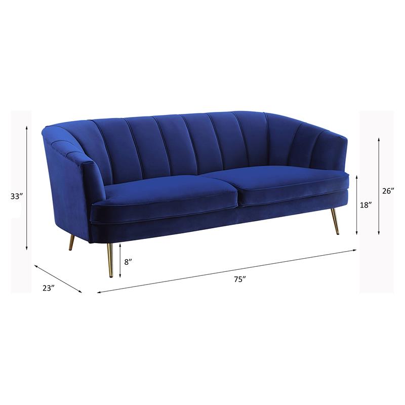 ACME Eivor Tufted Velvet Upholstery Sofa with Recessed Arm in Blue