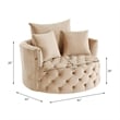 ACME Zunyas Tufted Velvet Upholstery Accent Chair with Swivel Seat in Beige