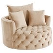 ACME Zunyas Tufted Velvet Upholstery Accent Chair with Swivel Seat in Beige