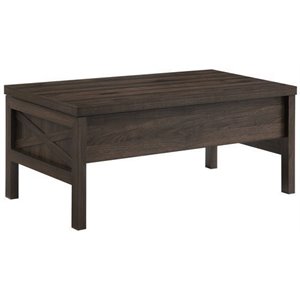 acme zola wooden rectangle storage coffee table with lift top in walnut
