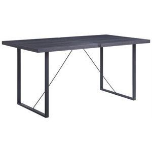 ACME Nakula Wooden Top Dinning Table with Sled Base in Gray Oak and Black