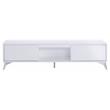 ACME Raceloma Wooden 2-Drawer TV Stand with LED Lighting in White and Chrome