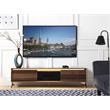ACME Raceloma Wooden 2-Drawer TV Stand with LED Lighting in Walnut and Chrome