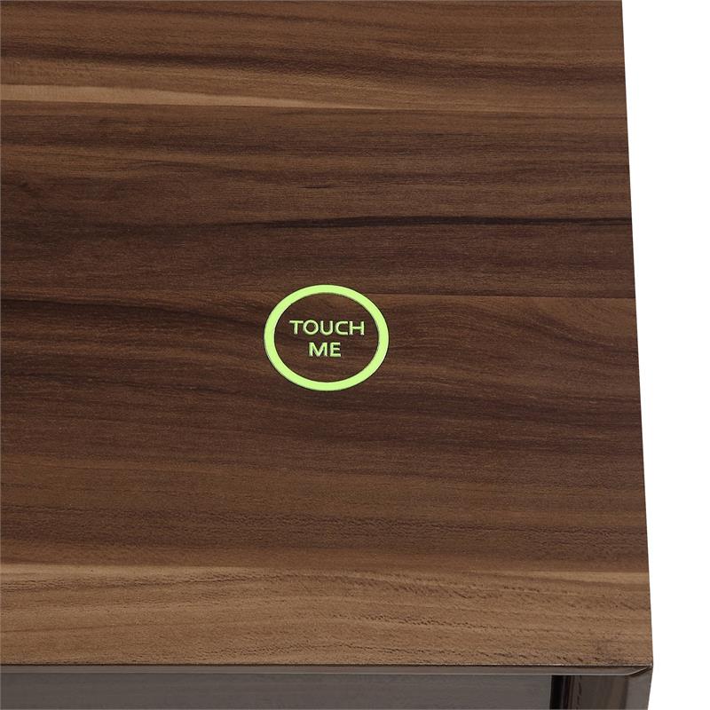 ACME Raceloma Wooden 2-Drawer TV Stand with LED Lighting in Walnut and Chrome