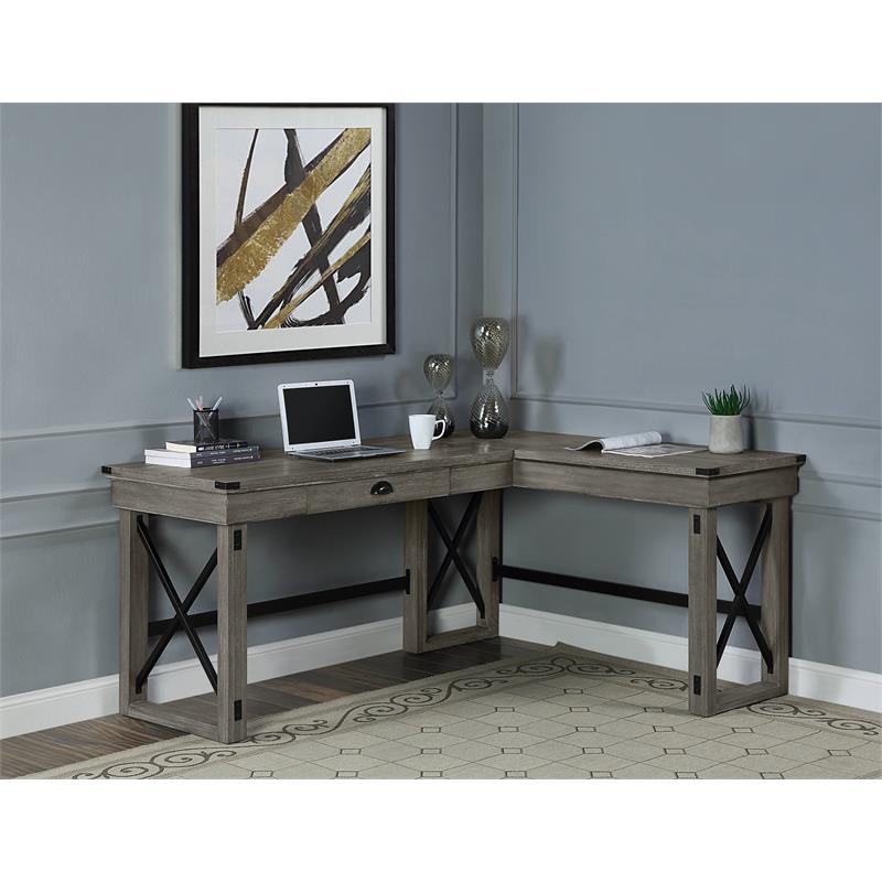 weathered gray writing desk