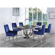 ACME Cambrie Velvet Upholstery Side Chair in Blue and Mirrored Silver (Set of 2)