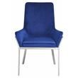 ACME Cambrie Velvet Upholstery Side Chair in Blue and Mirrored Silver (Set of 2)