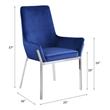 ACME Cambrie Velvet Upholstery Side Chair in Blue and Mirrored Silver (Set of 2)