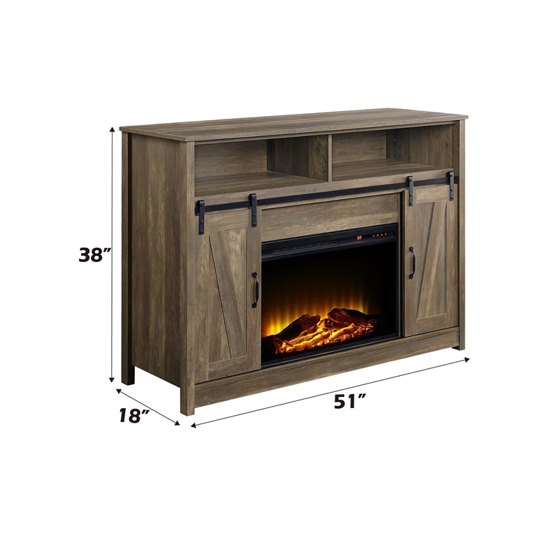 ACME Tobias Fireplace in Rustic Oak Finish