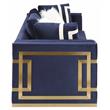 ACME Virrux Velvet Upholstered Loveseat with 4 Pillows in Blue and Gold