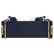 ACME Virrux Velvet Upholstered Loveseat with 4 Pillows in Blue and Gold