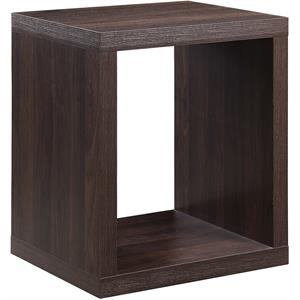 acme harel modular wooden accent table with open storage compartment in walnut