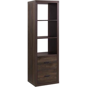 acme harel wooden modular side pier with 2 drawers and 3 shelves in walnut