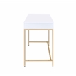 ACME Ottey Vanity Desk Set in White High Gloss & Gold Finish