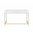 ACME Ottey Vanity Desk Set in White High Gloss & Gold Finish