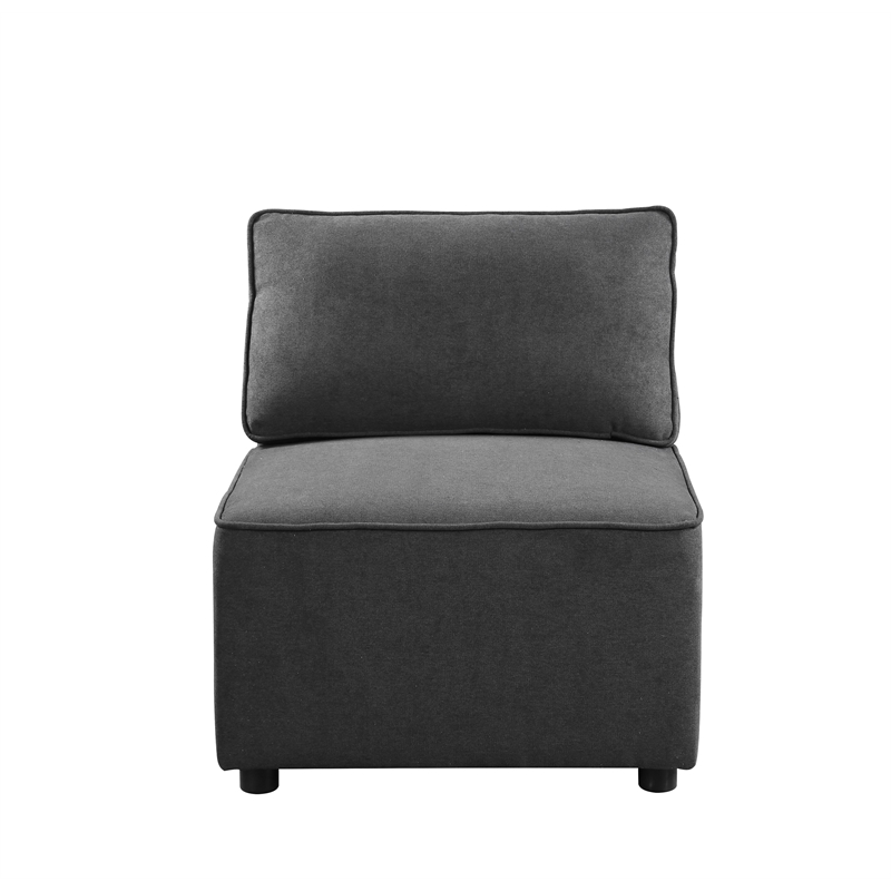 ACME Silvester 5-Piece Rectangular Loose Back Sectional in Gray Fabric