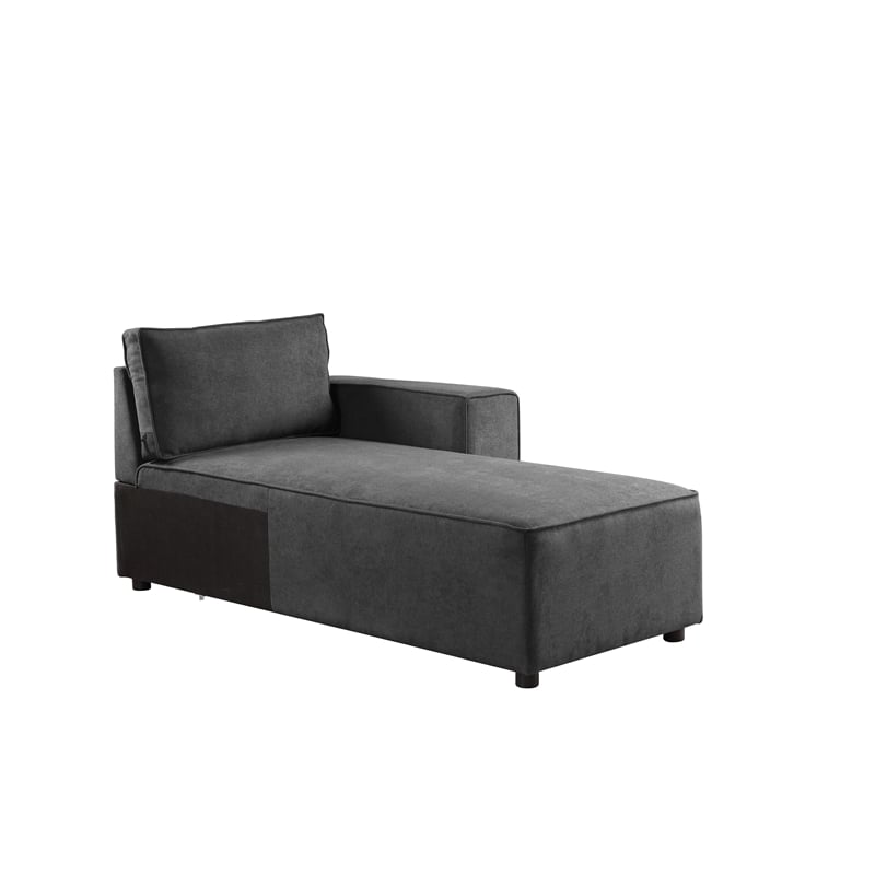 ACME Silvester 5-Piece Rectangular Loose Back Sectional in Gray Fabric