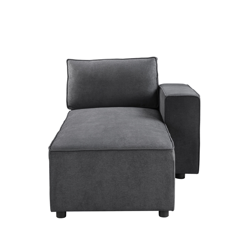 ACME Silvester 5-Piece Rectangular Loose Back Sectional in Gray Fabric