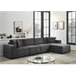 ACME Silvester 5-Piece Rectangular Loose Back Sectional in Gray Fabric