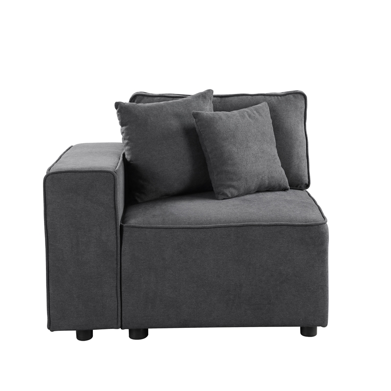 ACME Silvester 5-Piece Rectangular Loose Back Sectional in Gray Fabric