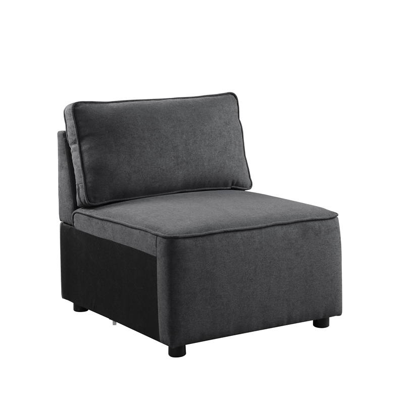 ACME Silvester 5-Piece Rectangular Loose Back Sectional in Gray Fabric