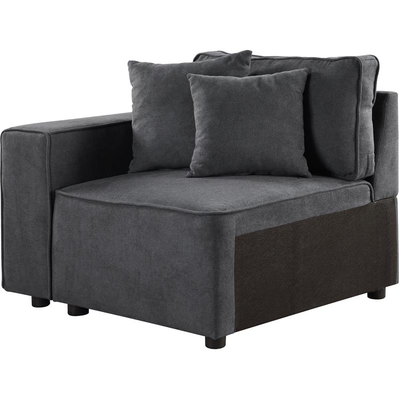 ACME Silvester 5-Piece Rectangular Loose Back Sectional in Gray Fabric