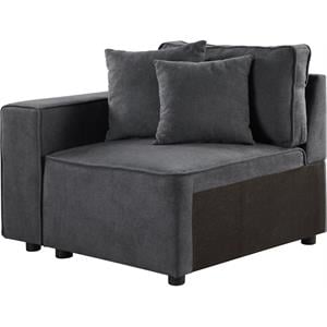 acme silvester 5-piece rectangular loose back sectional in gray fabric