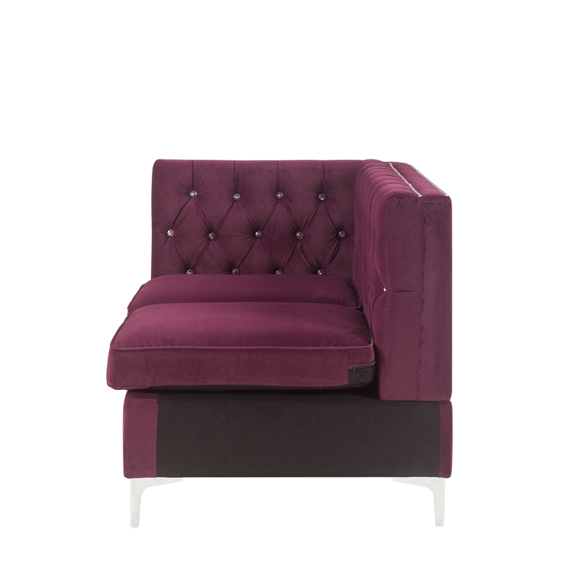 ACME Jaszira Pine Wood and Velvet Upholstered 6-Piece Sectional Sofa in Burgundy
