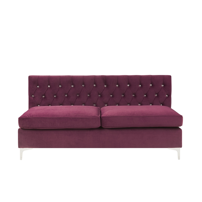 ACME Jaszira Pine Wood and Velvet Upholstered 6-Piece Sectional Sofa in Burgundy