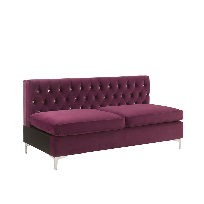 ACME Jaszira Pine Wood and Velvet Upholstered 6-Piece Sectional Sofa in Burgundy