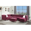 ACME Jaszira Pine Wood and Velvet Upholstered 6-Piece Sectional Sofa in Burgundy