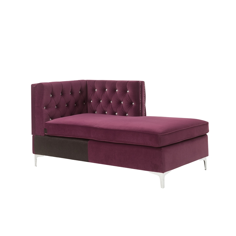ACME Jaszira Pine Wood and Velvet Upholstered 6-Piece Sectional Sofa in Burgundy