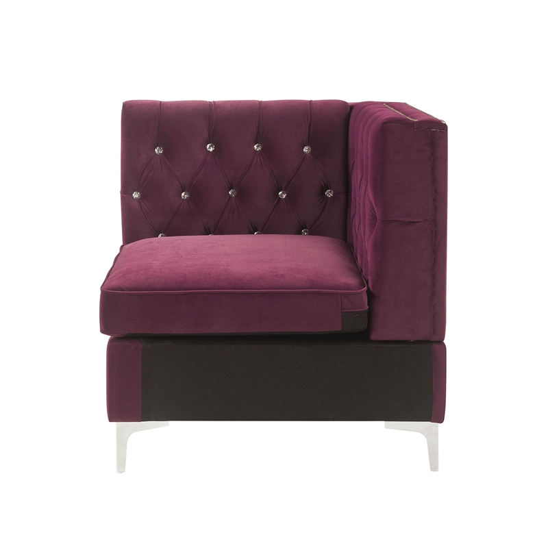ACME Jaszira Pine Wood and Velvet Upholstered 6-Piece Sectional Sofa in Burgundy