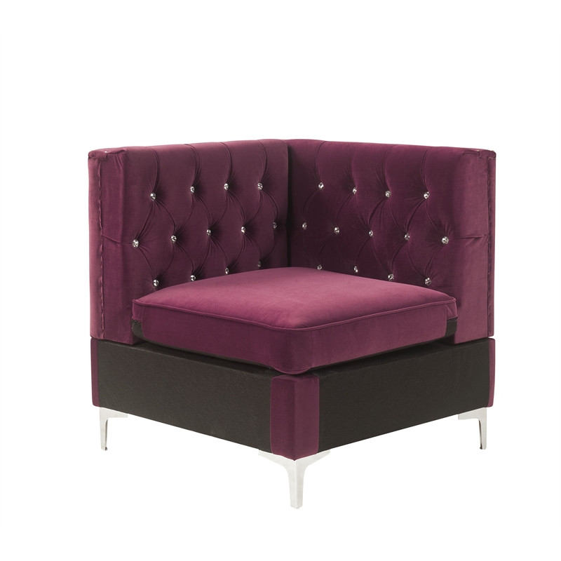 ACME Jaszira Pine Wood and Velvet Upholstered 6-Piece Sectional Sofa in Burgundy
