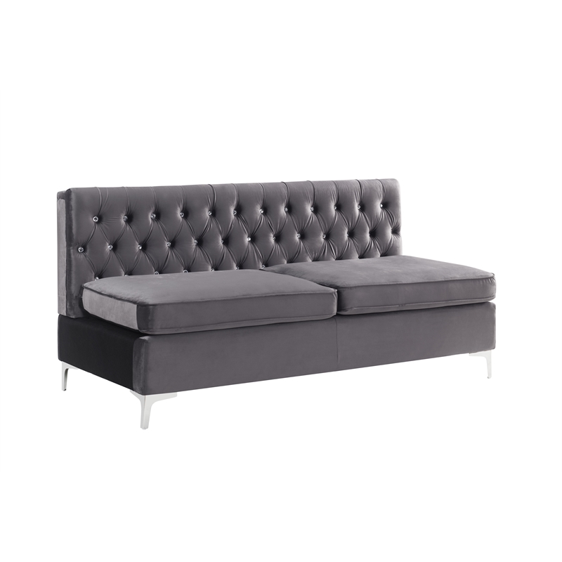 ACME Jaszira Sectional Sofa in Gray Velvet