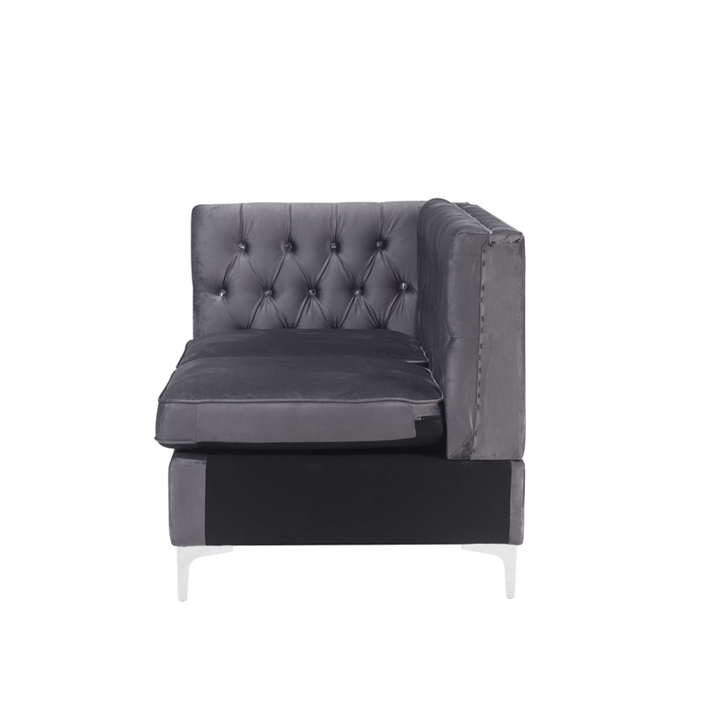 ACME Jaszira Sectional Sofa in Gray Velvet