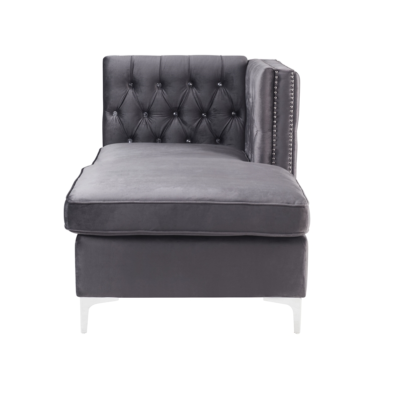 ACME Jaszira Sectional Sofa in Gray Velvet