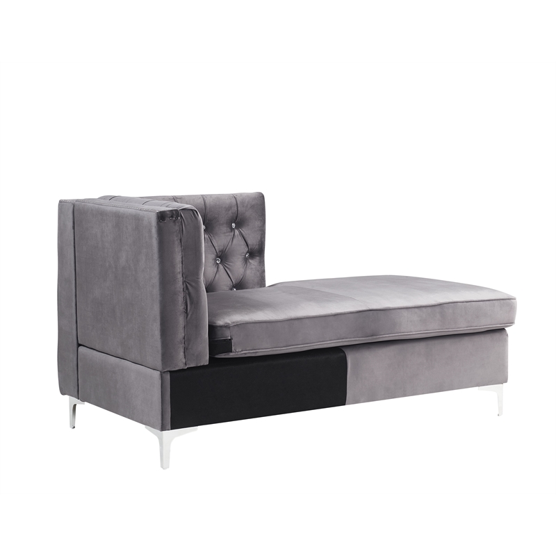 ACME Jaszira Sectional Sofa in Gray Velvet