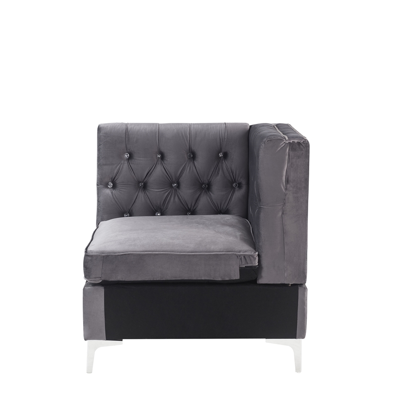 ACME Jaszira Sectional Sofa in Gray Velvet