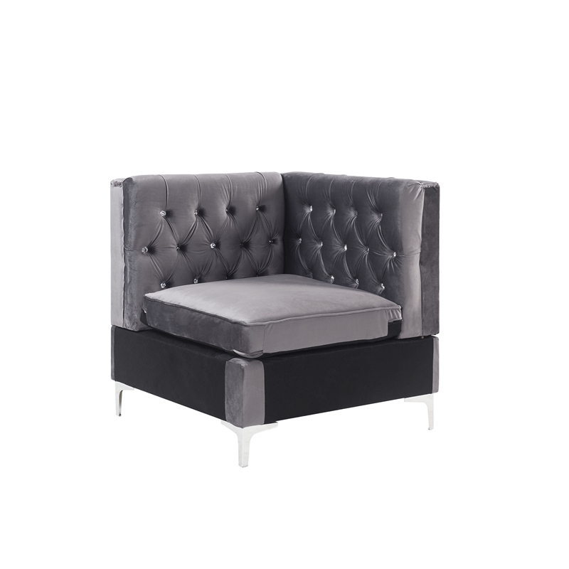ACME Jaszira Sectional Sofa in Gray Velvet