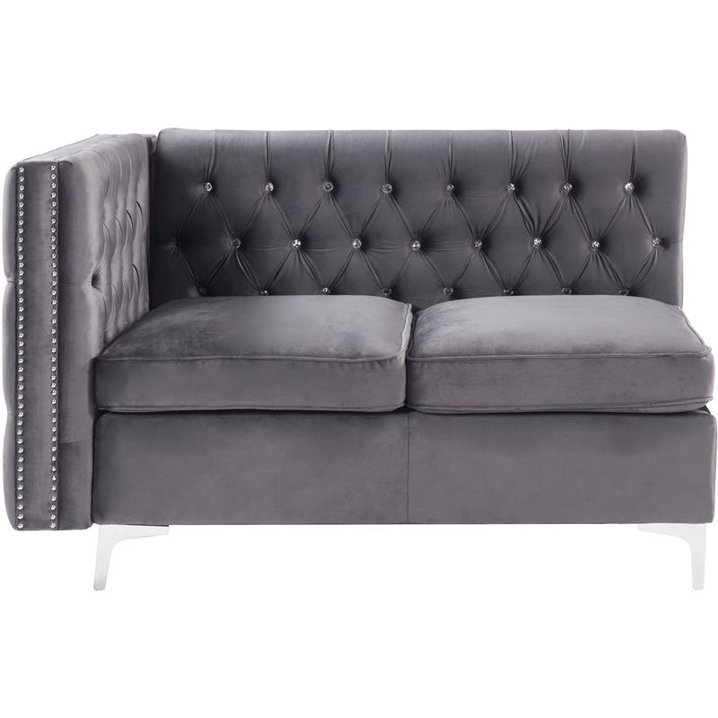 ACME Jaszira Sectional Sofa in Gray Velvet
